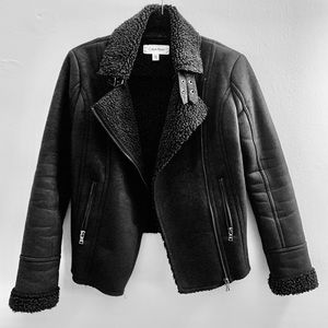 Calvin Klein Faux Suede shearing moto Jacket